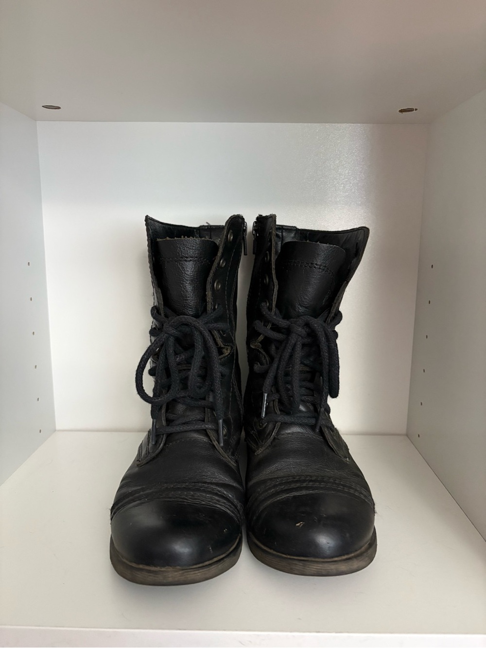 Steve Madden Black Lace-Up Combat Boots